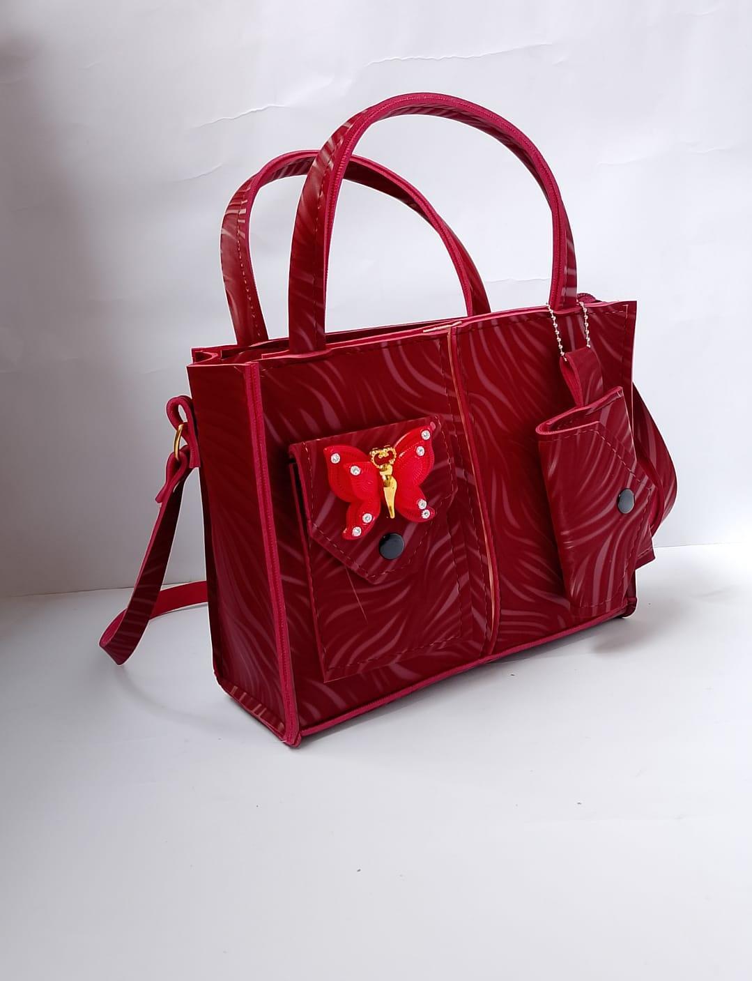 Women's PU Leather Beaded Hand Bag Set