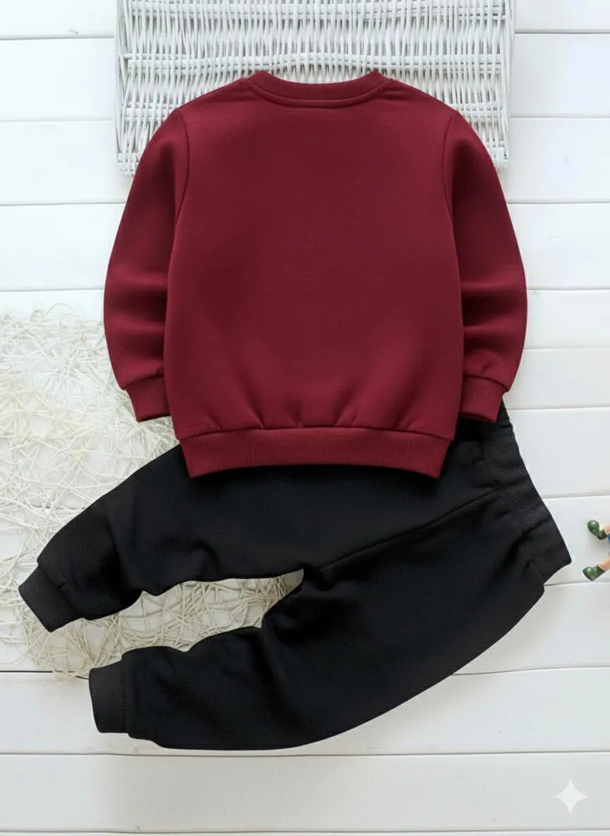 2 Pcs Boy's Fleece Printed Tracksuit