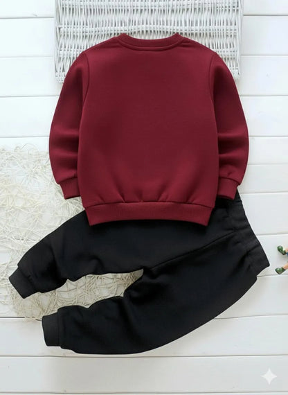 2 Pcs Boy's Fleece Printed Tracksuit