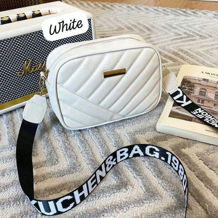 Stylish Women's Quilted PU Leather Long Shoulder Sports Belt Bag - 1 Pc