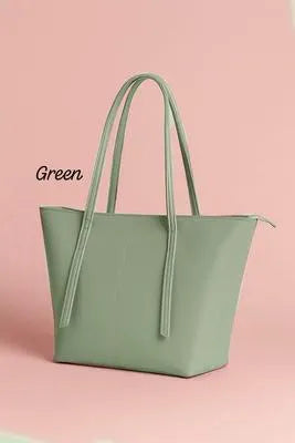 Women's PU Leather Plain Tote Bag