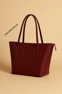 Women's PU Leather Plain Tote Bag