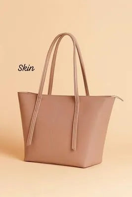 Women's PU Leather Plain Tote Bag