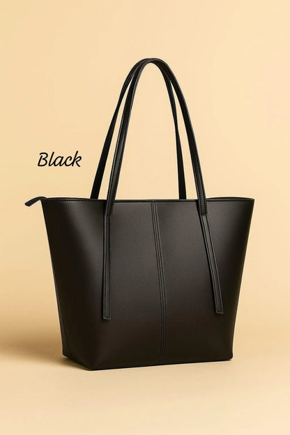 Women's PU Leather Plain Tote Bag