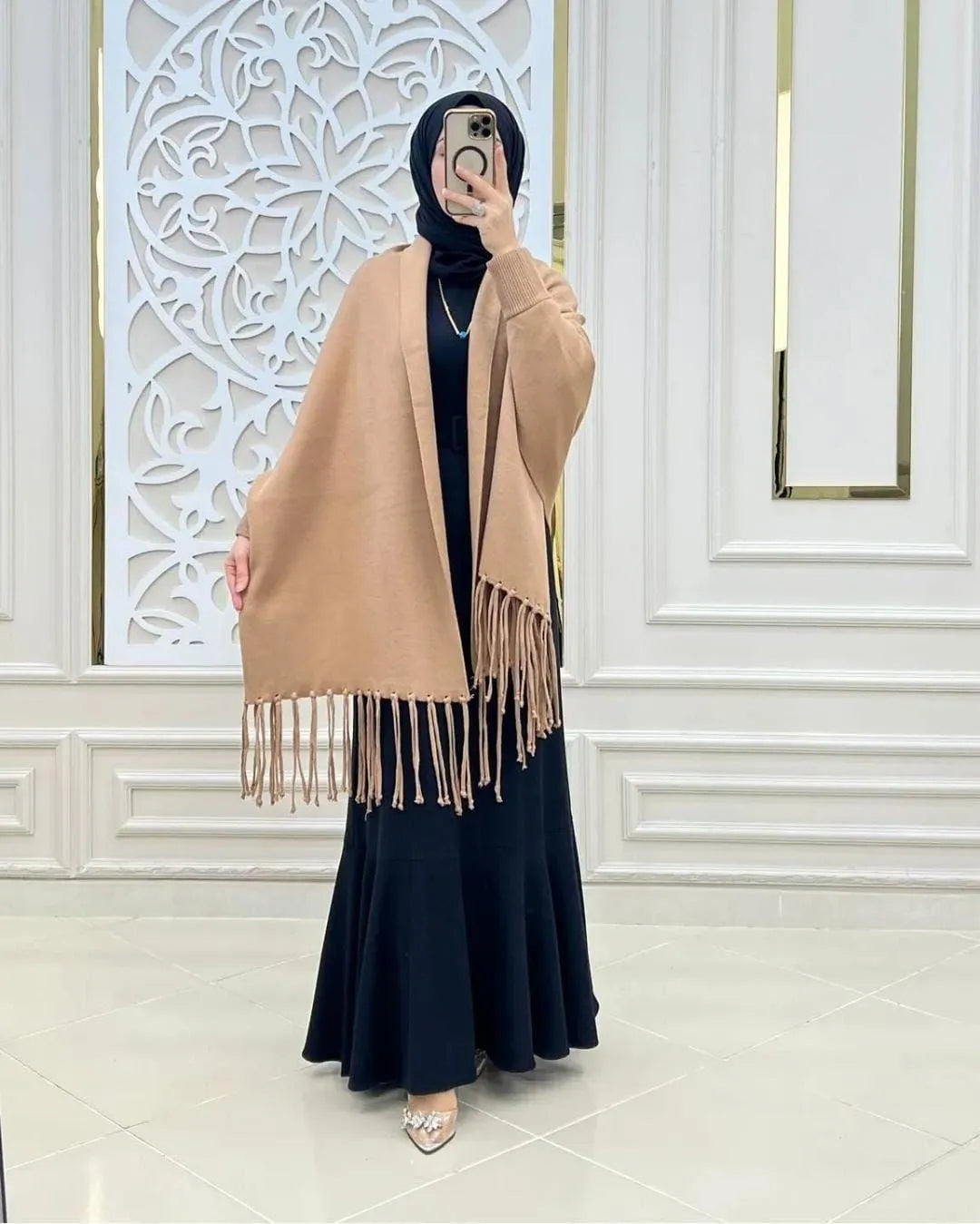 Women's Fleece Plain Poncho Cape Shawl