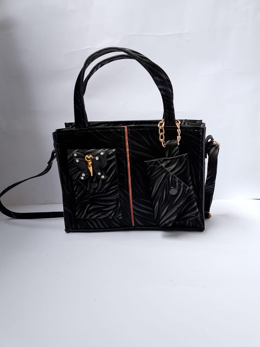 Women's PU Leather Beaded Hand Bag Set