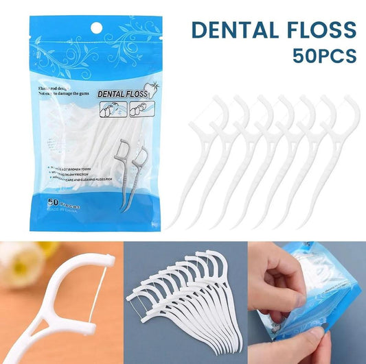 50 Pcs Dental Floss Toothpicks